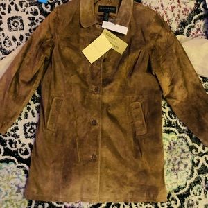 New centigrade leather coat button up xl brown